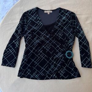 Y2K Shimmer Velour Wrap Top w/ Beaded Ring